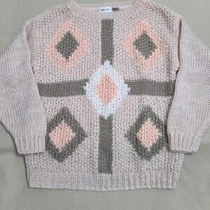 SML Sport Hand Knit Woman's Crewneck Sweater size M vintage